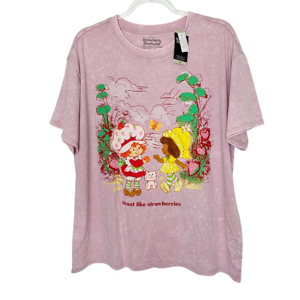 Strawberry Shortcake Pink Graphic Sweet Like Tee Short Sleeve NWT Womens 1X